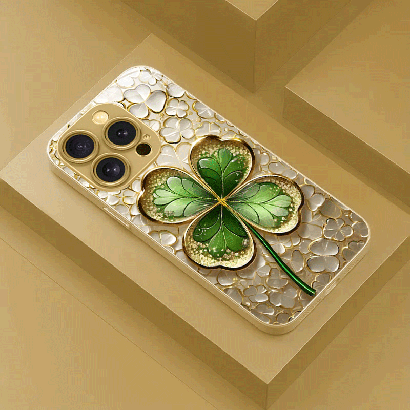 Phone Cases Green - غطاء هاتف زجاجي بطلاء معدني بنمط