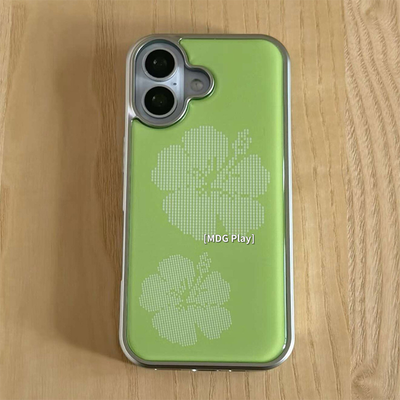 Phone Cases Green - غطاء هاتف كوري بخلفية خضراء مزينة