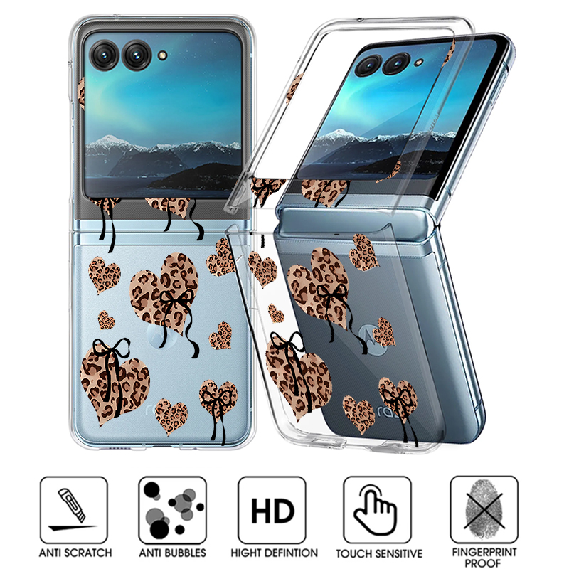 Phone Cases Motorola - ليوبارد طباعة قلوب نمط واضح جراب