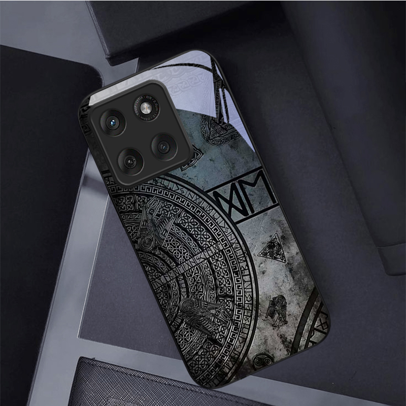 Phone Cases Motorola - غطاء هاتف زجاجي أسود بتصميم الكودكس