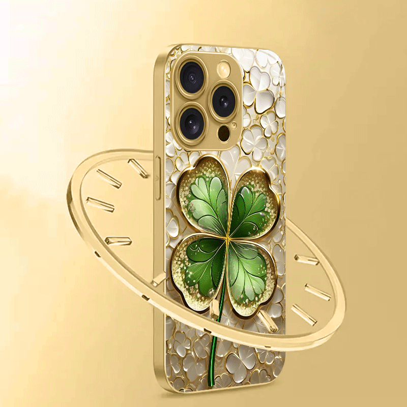 Phone Cases Green - غطاء هاتف زجاجي بطلاء معدني بنمط