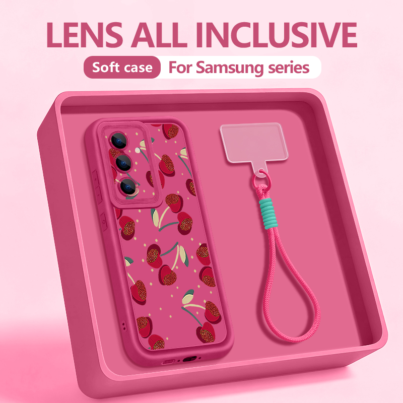 Phone Cases Cherry - غطاء هاتف بحزام ناعم بنمط الكرز